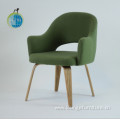 Upholstered chair with wood legs cafe dining style